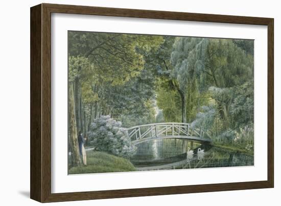 "Malmaison.Vue du pont de bois sur la rivière à la gauche du château"-Auguste Garneray-Framed Giclee Print