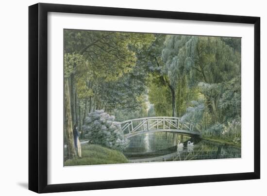 "Malmaison.Vue du pont de bois sur la rivière à la gauche du château"-Auguste Garneray-Framed Giclee Print