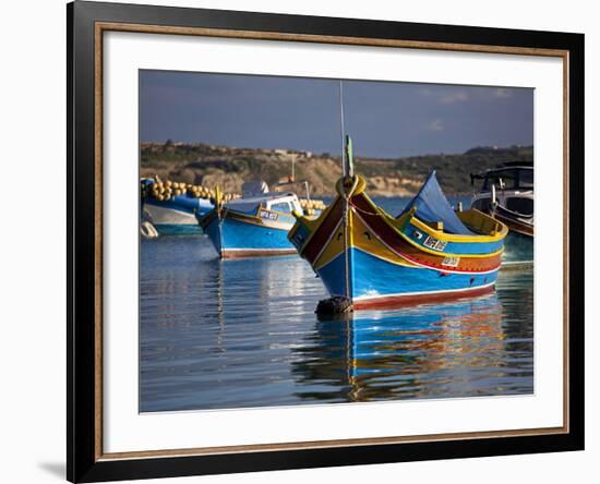 Malta, Europe, Colourful Traditional Maltese Boats known Locally as 'Luzzu' in the Village of Marsa-Ken Scicluna-Framed Photographic Print