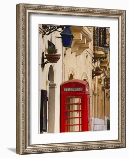 Malta, Gozo Island, Gharb, Village Square with Police Station and British Telephone Box-Walter Bibikow-Framed Photographic Print