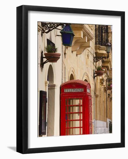 Malta, Gozo Island, Gharb, Village Square with Police Station and British Telephone Box-Walter Bibikow-Framed Photographic Print