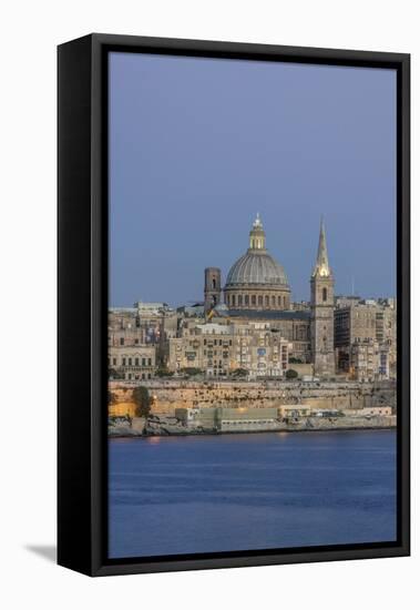 Malta, Valletta, historic skyline at Dusk-Rob Tilley-Framed Premier Image Canvas