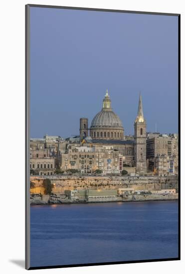 Malta, Valletta, historic skyline at Dusk-Rob Tilley-Mounted Photographic Print