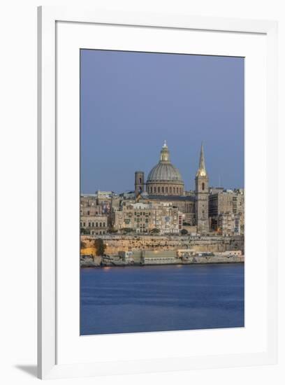 Malta, Valletta, historic skyline at Dusk-Rob Tilley-Framed Premium Photographic Print