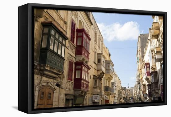 Maltese Balconies in the Old Town, Valletta, Malta, Europe-Eleanor Scriven-Framed Premier Image Canvas