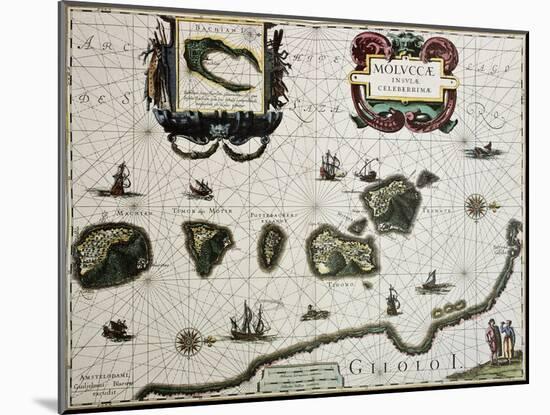 Maluku Island Old Map. Created By Willem Blaeu, Published In Amsterdam 1630-marzolino-Mounted Art Print