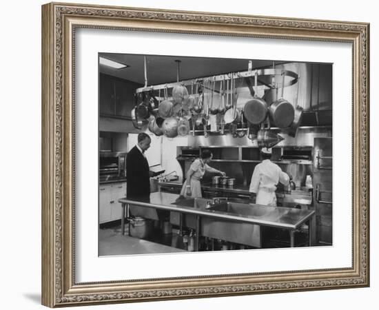 Mamie Eisenhower Inspecting Kitchen of the White House-Ed Clark-Framed Photographic Print