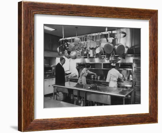 Mamie Eisenhower Inspecting Kitchen of the White House-Ed Clark-Framed Photographic Print