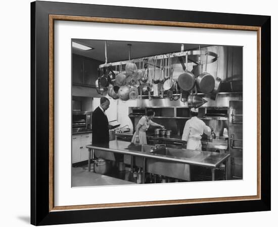 Mamie Eisenhower Inspecting Kitchen of the White House-Ed Clark-Framed Photographic Print