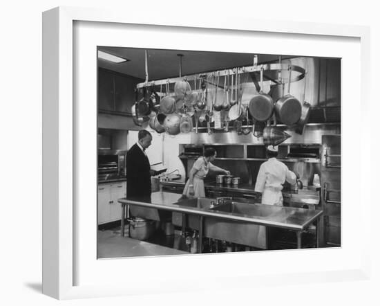 Mamie Eisenhower Inspecting Kitchen of the White House-Ed Clark-Framed Photographic Print