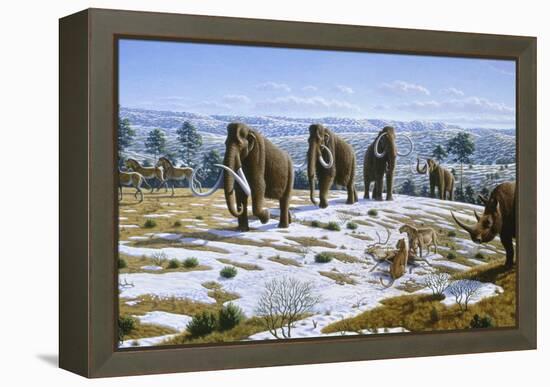 Mammals of the Pleistocene Era-Mauricio Anton-Framed Premier Image Canvas