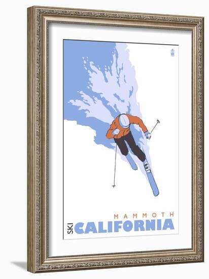 Mammoth, California, Stylized Skier-Lantern Press-Framed Art Print