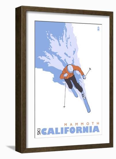 Mammoth, California, Stylized Skier-Lantern Press-Framed Art Print