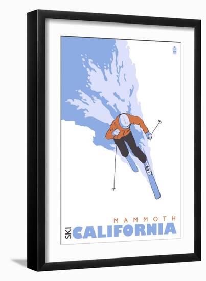 Mammoth, California, Stylized Skier-Lantern Press-Framed Art Print