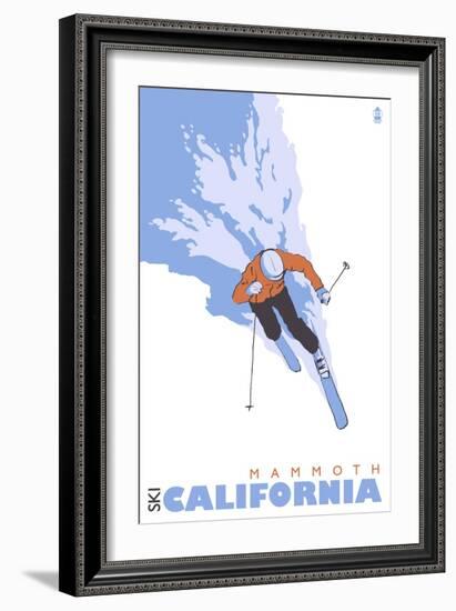 Mammoth, California, Stylized Skier-Lantern Press-Framed Art Print