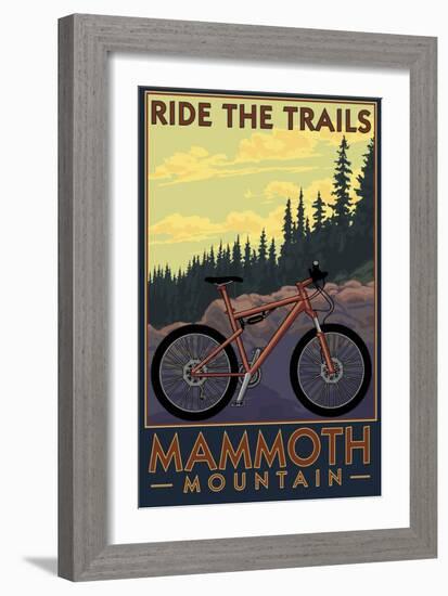 Mammoth Mountain, California - Mountain Bike Scene - Ride the Trails-Lantern Press-Framed Art Print