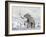 Mammoth Walking Through a Blizzard on Mountain-null-Framed Art Print