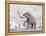 Mammoth Walking Through a Blizzard on Mountain-null-Framed Stretched Canvas