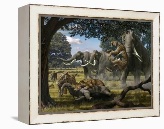 Mammoths And Sabre-tooth Cats, Artwork-Mauricio Anton-Framed Premier Image Canvas