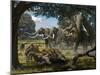 Mammoths And Sabre-tooth Cats, Artwork-Mauricio Anton-Mounted Photographic Print