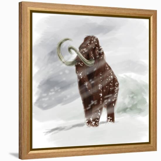 Mammuthus Primigenius Walking Through a Blizzard-Stocktrek Images-Framed Stretched Canvas