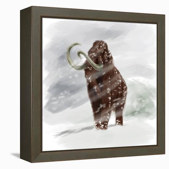 Mammuthus Primigenius Walking Through a Blizzard-Stocktrek Images-Framed Stretched Canvas