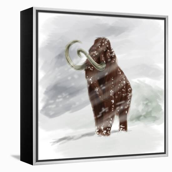 Mammuthus Primigenius Walking Through a Blizzard-Stocktrek Images-Framed Stretched Canvas