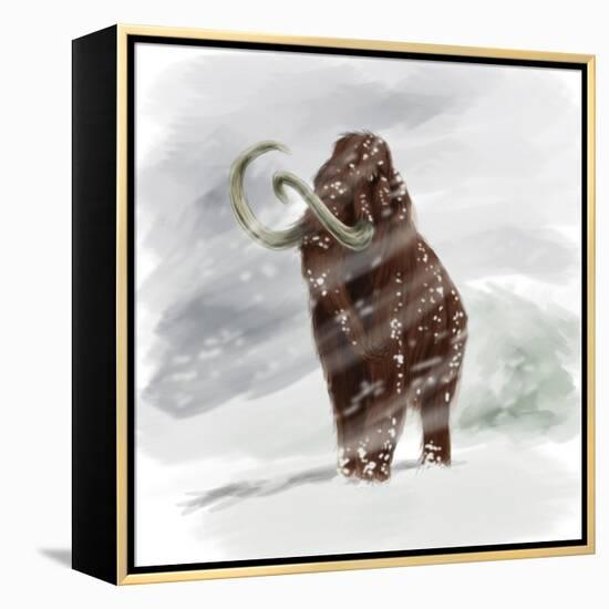 Mammuthus Primigenius Walking Through a Blizzard-Stocktrek Images-Framed Stretched Canvas