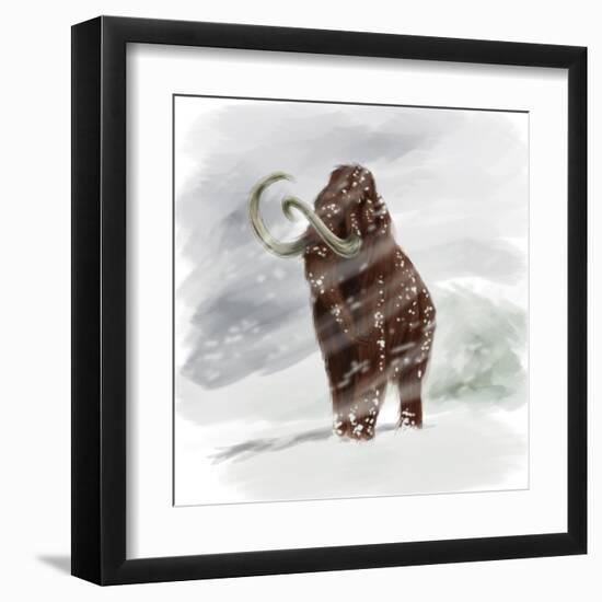 Mammuthus Primigenius Walking Through a Blizzard-Stocktrek Images-Framed Art Print