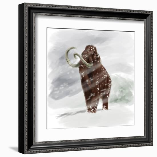 Mammuthus Primigenius Walking Through a Blizzard-Stocktrek Images-Framed Art Print