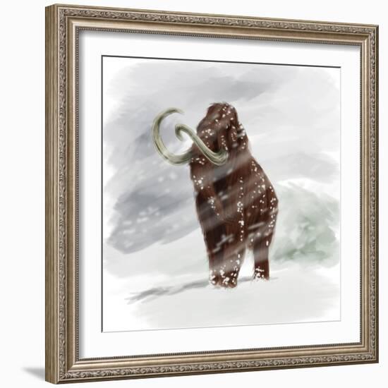 Mammuthus Primigenius Walking Through a Blizzard-Stocktrek Images-Framed Art Print