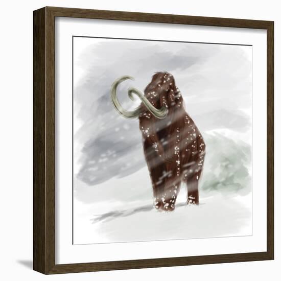 Mammuthus Primigenius Walking Through a Blizzard-Stocktrek Images-Framed Art Print