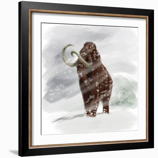 Mammuthus Primigenius Walking Through a Blizzard-Stocktrek Images-Framed Art Print