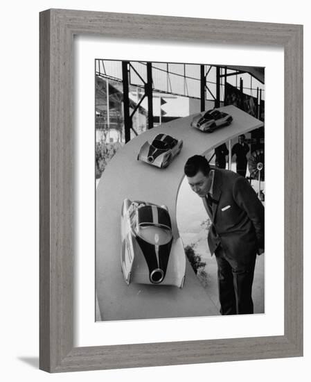 Man Admiring Fiat Automobile Exhibit at the Milan Fair-Ralph Crane-Framed Photographic Print