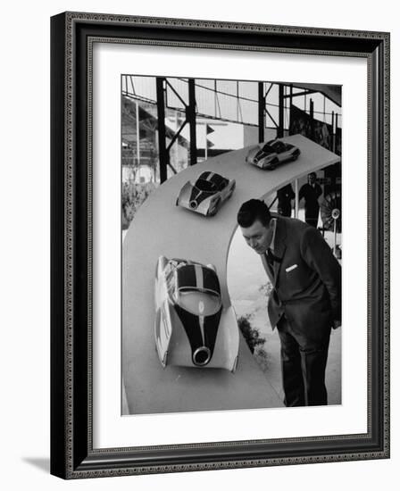 Man Admiring Fiat Automobile Exhibit at the Milan Fair-Ralph Crane-Framed Photographic Print