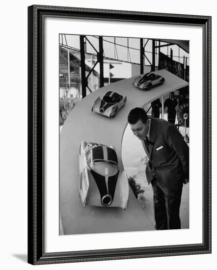 Man Admiring Fiat Automobile Exhibit at the Milan Fair-Ralph Crane-Framed Photographic Print