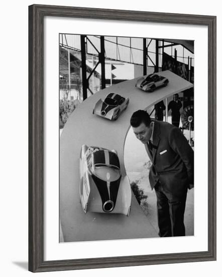 Man Admiring Fiat Automobile Exhibit at the Milan Fair-Ralph Crane-Framed Photographic Print