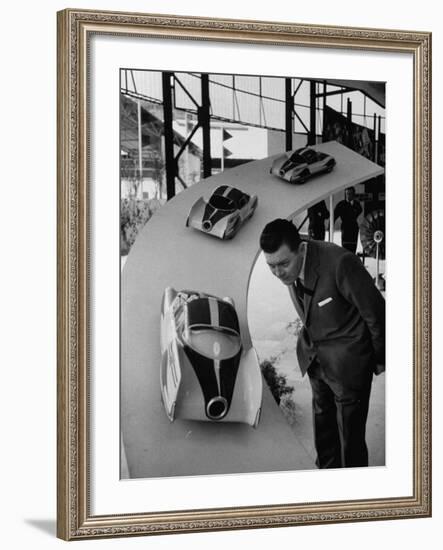 Man Admiring Fiat Automobile Exhibit at the Milan Fair-Ralph Crane-Framed Photographic Print