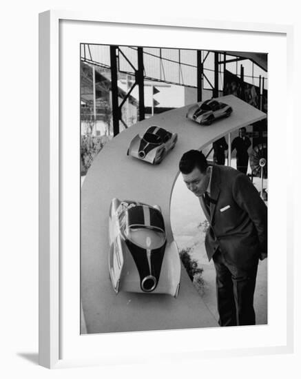 Man Admiring Fiat Automobile Exhibit at the Milan Fair-Ralph Crane-Framed Photographic Print