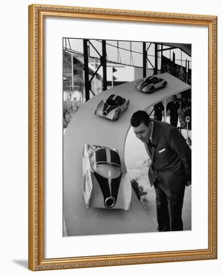 Man Admiring Fiat Automobile Exhibit at the Milan Fair-Ralph Crane-Framed Photographic Print