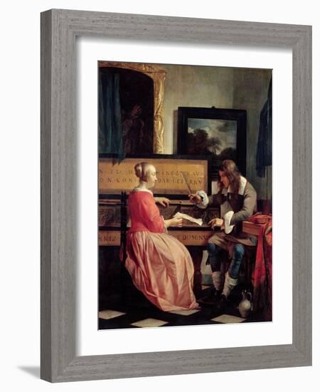 Man and a Woman Seated by a Virginal, c.1665-Gabriel Metsu-Framed Giclee Print