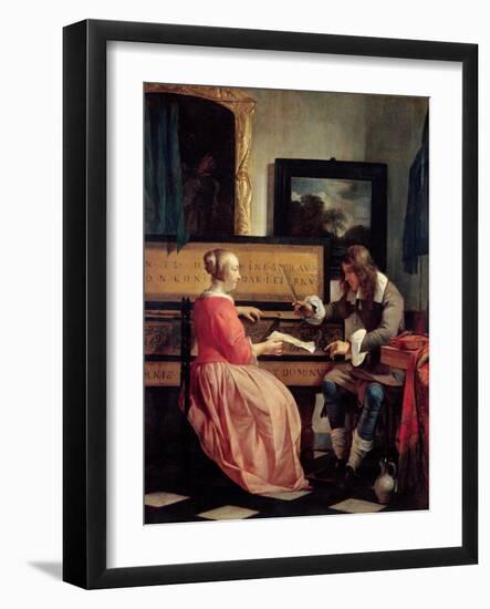 Man and a Woman Seated by a Virginal, c.1665-Gabriel Metsu-Framed Giclee Print