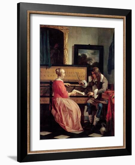 Man and a Woman Seated by a Virginal, c.1665-Gabriel Metsu-Framed Giclee Print