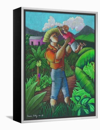 Man and Child-Oscar Ortiz-Framed Premier Image Canvas