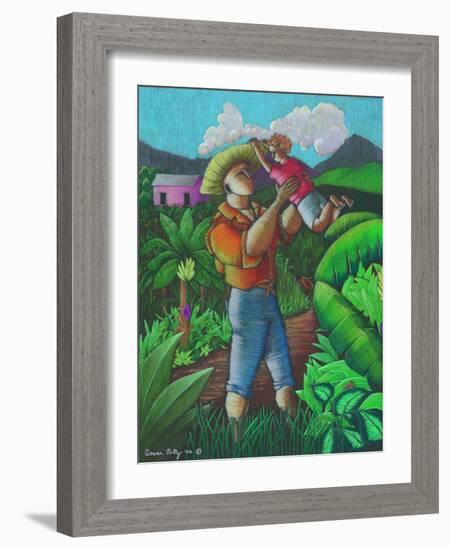 Man and Child-Oscar Ortiz-Framed Giclee Print