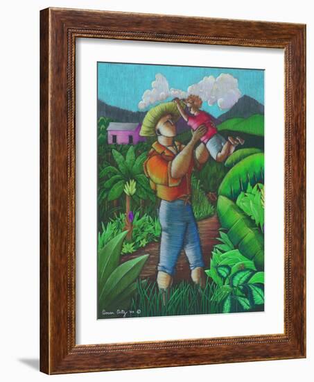 Man and Child-Oscar Ortiz-Framed Giclee Print