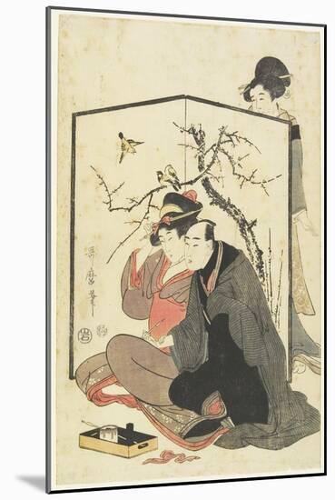 Man and Courtesan Smoking Pipes, C. 1804-Kitagawa Utamaro-Mounted Giclee Print