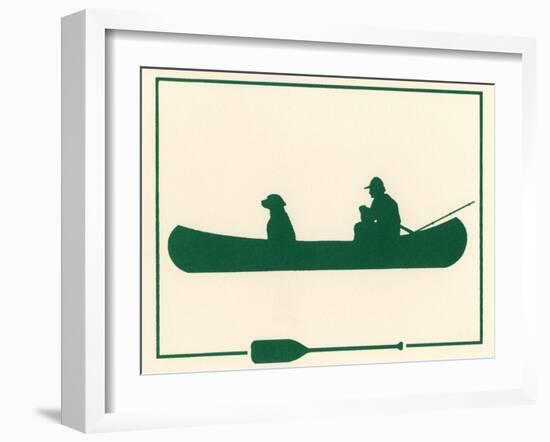 Man and Dog in Canoe-Crockett Collection-Framed Giclee Print