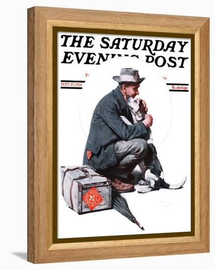 "Man and Dog" or "Pals" Saturday Evening Post Cover, September 27,1924-Norman Rockwell-Framed Premier Image Canvas