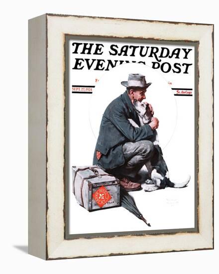 "Man and Dog" or "Pals" Saturday Evening Post Cover, September 27,1924-Norman Rockwell-Framed Premier Image Canvas